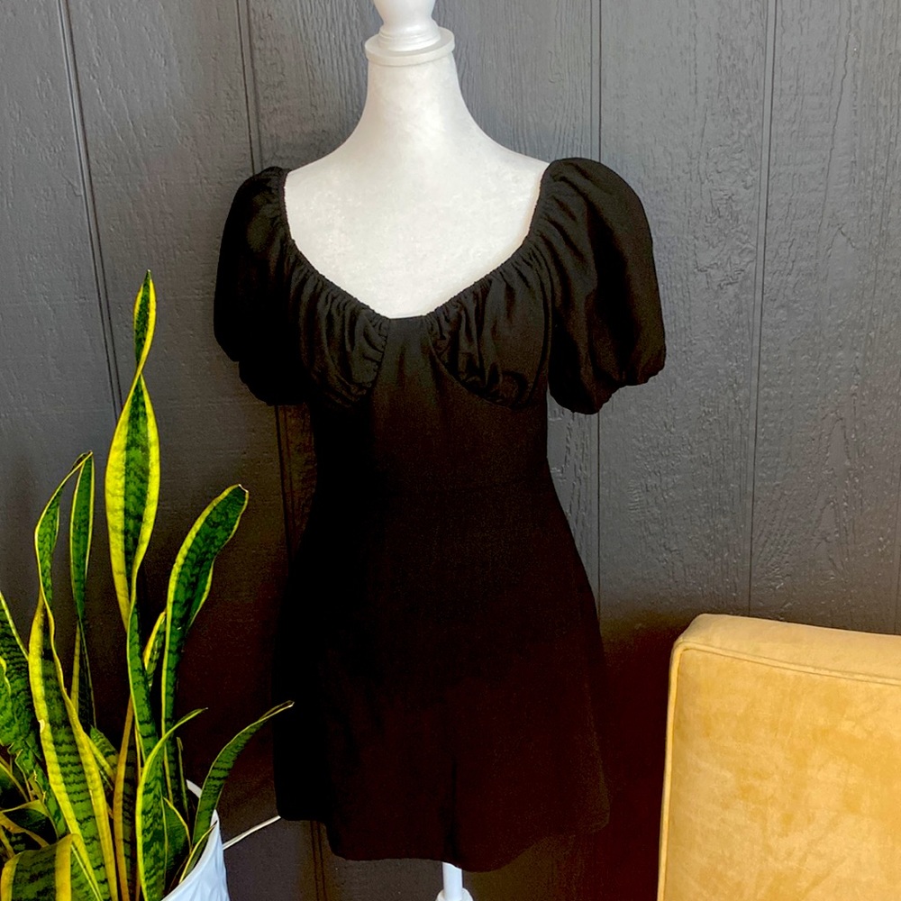 Black Puff Sleeve Mini Dress Size 6